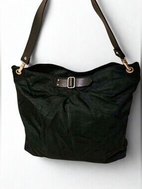 VINTAGE Banana Republic Boho Black Shimmer Hobo Tote Silver Hardware